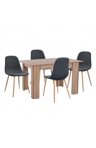 ΣΕΤ ΤΡΑΠΕΖΑΡΙΑΣ 5ΤΜΧ KELVIN HM21117 ΤΡΑΠΕΖΙ ΜΕ ΚΑΡΕΚΛΕΣ ΜΕΤΑΛΛΙΚΕΣ ΜΕ ΥΦΑΣΜΑ