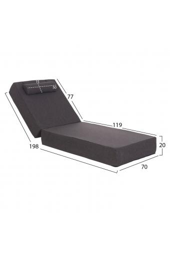 ΜΑΞΙΛΑΡΙ ΞΑΠΛΩΣΤΡΑΣ KIHEI HM21094.03 OLEFIN ΣΚΟΥΡΟ ΓΚΡΙ ΜΕ FOAM 198x70x20Υεκ