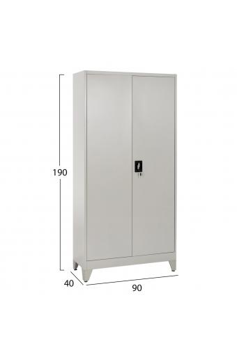ΝΤΟΥΛΑΠΑ ΜΕΤΑΛΛΙΚΗ DURON HM12001 ΔΙΦΥΛΛΗ ΜΕ 5 ΑΠΟΘ.ΧΩΡΟΥΣ & ΠΟΔΙΑ- ΓΚΡΙ 90Χ40Χ190Yεκ