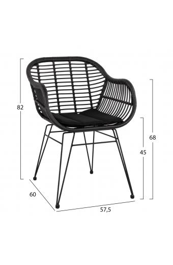 ΣΕΤ ΤΡΑΠΕΖΑΡΙΑΣ 3ΤΜΧ HM11871 ΜΕΤΑΛΛΟ & RATTAN ΣΕ ΜΑΥΡΟ ΧΡΩΜΑ