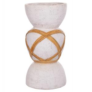 ΔΙΑΚΟΣΜΗΤΙΚΟ ΒΑΖΟ ΔΑΠΕΔΟΥ MAYNARD HM4672.02L FIBER CEMENT ΛΕΥΚΟ--RATTAN Φ32x62.5Υεκ.