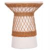 ΒΟΗΘΗΤΙΚΟ ΤΡΑΠΕΖΙ ΣΤΡΟΓΓΥΛΟ DELIA HM18167.02 FIBER CEMENT ΛΕΥΚΟ & RATTAN Φ40x45Υεκ