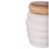 ΤΡΑΠΕΖΙ ΒΟΗΘΗΤΙΚΟ PUFFAT HM18172.02 FIBER CEMENT ΛΕΥΚΟ- ΞΥΛΟ TEAK TOP Φ45x46Υεκ.