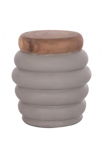 ΤΡΑΠΕΖΙ ΒΟΗΘΗΤΙΚΟ PUFFAT HM18172.03 FIBER CEMENT ΓΚΡΙ- ΞΥΛΟ TEAK TOP Φ45x46Υεκ.
