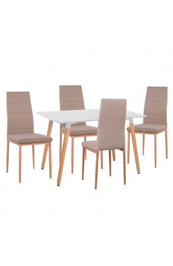 ΣΕΤ ΤΡΑΠΕΖΑΡΙΑΣ 5ΤΜΧ MINIMAL HM11767 ΛΕΥΚΟ MDF-ΜΠΕΖ ΥΦΑΣΜΑ