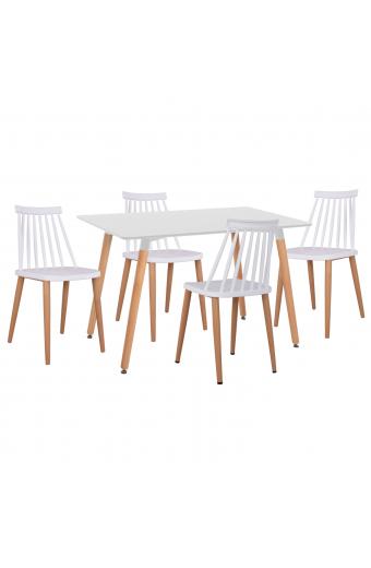 ΣΕΤ ΤΡΑΠΕΖΑΡΙΑΣ 5ΤΜΧ MINIMAL HM21172 MDF TOP ΣΕ ΛΕΥΚΟ-ΣΚΕΛΕΤΟΣ ΣΕ ΦΥΣΙΚΟ ΞΥΛΟΥ