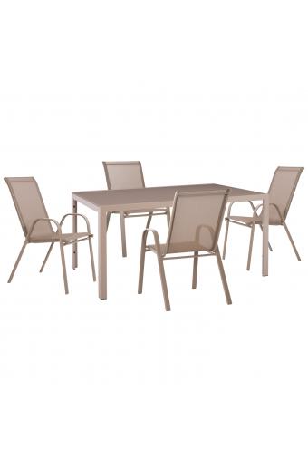 ΣΕΤ ΤΡΑΠΕΖΑΡΙΑΣ 5ΤΜΧ OFER HM21015 ΤΡΑΠΕΖΙ & 4 ΚΑΡΕΚΛΕΣ ΜΕΤΑΛΛΟ ΣΕ ΚΑΠΟΥΤΣΙΝΟ