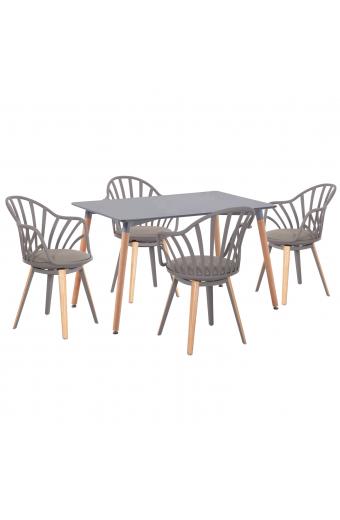 ΣΕΤ ΤΡΑΠΕΖΑΡΙΑΣ 5ΤΜΧ ANAIS HM21176 MDF TOP ΣΕ ΓΚΡΙ--P.P. & PU ΣΕ ΓΚΡΙ