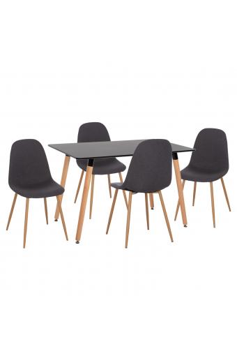 ΣΕΤ ΤΡΑΠΕΖΑΡΙΑΣ 5ΤΜΧ MINARDO HM21179 MDF TOP ΣΕ ΜΑΥΡΟ--ΣΚΟΥΡΟ ΓΚΡΙ ΥΦΑΣΜΑ