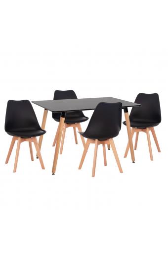 ΣΕΤ ΤΡΑΠΕΖΑΡΙΑΣ 5ΤΜΧ VEGAS HM21185 MDF TOP ΣΕ ΜΑΥΡΟ--ΠΟΔΙΑ ΟΞΙΑΣ