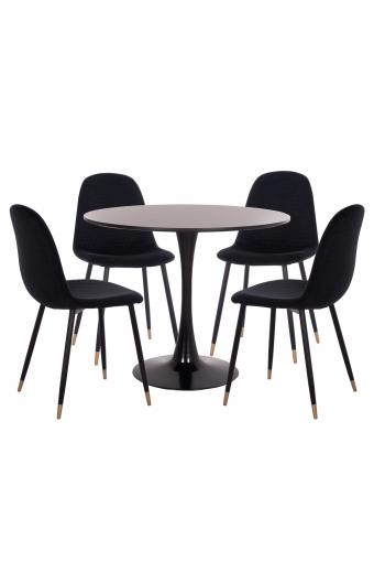 ΣΕΤ ΤΡΑΠΕΖΑΡΙΑΣ 5ΤΜΧ BROLIN HM21191 MDF TOP-ΜΕΤΑΛΛΙΚΑ ΠΟΔΙΑ-ΒΕΛΟΥΔΟ--ΜΑΥΡΟ