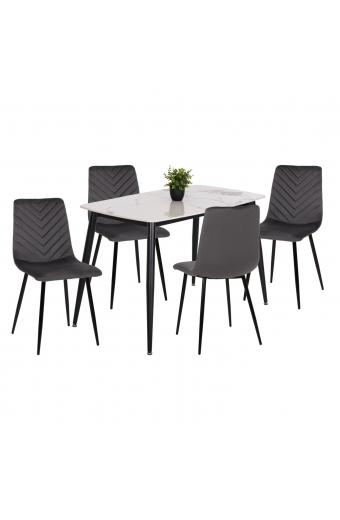 ΣΕΤ ΤΡΑΠΕΖΑΡΙΑΣ 5ΤΜΧ LATRELL HM21192 ΤΡΑΠΕΖΙ ΚΕΡΑΜΙΚΟ TOP-ΒΕΛΟΥΔΟ ΓΚΡΙ ΚΑΡΕΚΛΕΣ
