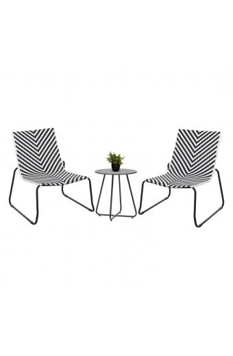 ΣΕΤ LOUNGE 3TMX ΕΞ.ΧΩΡΟΥ PONY HM21193 ΜΕΤΑΛΛΟ ΣΕ ΓΚΡΙ--ΣΥΝΘ.RATTAN ΣΕ ΛΕΥΚΟ-ΜΑΥΡΟ