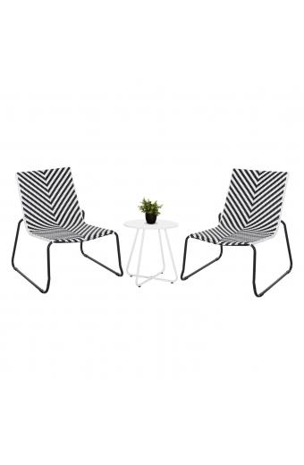 ΣΕΤ LOUNGE 3TMX ΕΞ.ΧΩΡΟΥ PONY HM21193.02 ΜΕΤΑΛΛΟ ΚΑΙ ΣΥΝΘ.RATTAN ΣΕ ΛΕΥΚΟ-ΜΑΥΡΟ