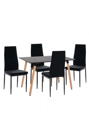 ΣΕΤ ΤΡΑΠΕΖΑΡΙΑΣ 5ΤΜΧ MINIMAL HM21173 MDF TOP ΜΑΥΡΟ-ΒΕΛΟΥΔΟ & ΜΕΤΑΛΛΟ ΜΑΥΡΟ