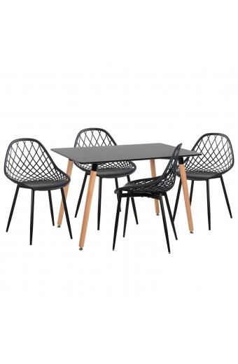 ΣΕΤ ΤΡΑΠΕΖΑΡΙΑΣ 5ΤΜΧ LIO HM21175 MDF TOP & ΠΟΛΥΠΡΟΠΥΛΕΝΙΟ ΣΕ ΜΑΥΡΟ