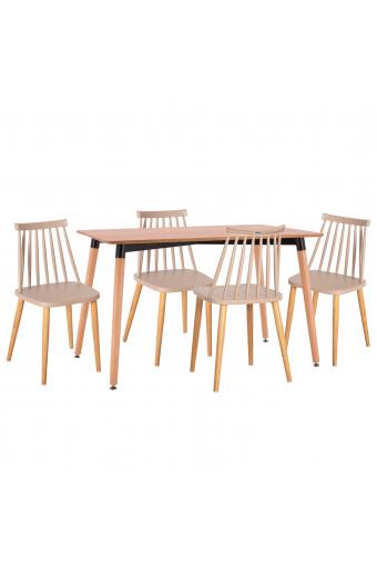 ΣΕΤ ΤΡΑΠΕΖΑΡΙΑΣ 5ΤΜΧ VANESSA HM21181 MDF TOP ΣΕ ΦΥΣΙΚΟ-ΣΚΕΛΕΤΟΣ ΣΕ ΦΥΣΙΚΟ