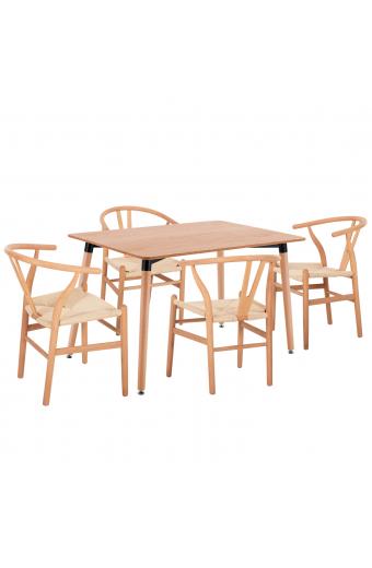 ΣΕΤ ΤΡΑΠΕΖΑΡΙΑΣ 5ΤΜΧ BRAVE HM21182 MDF TOP-ΞΥΛΟ ΟΞΙΑΣ & PAPER ROPE ΣΕ ΦΥΣΙΚΟ
