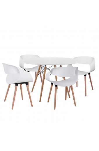 ΣΕΤ ΤΡΑΠΕΖΑΡΙΑΣ 5ΤΜΧ MAGGIE HM21186 MDF TOP & ΠΟΛΥΠΡΟΠΥΛΕΝΙΟ ΣΕ ΛΕΥΚΟ ΧΡΩΜΑ