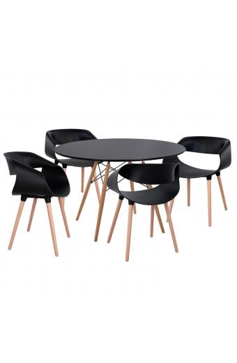 ΣΕΤ ΤΡΑΠΕΖΑΡΙΑΣ 5ΤΜΧ MAGGIE HM21187 MDF TOP & ΠΟΛΥΠΡΟΠΥΛΕΝΙΟ ΣΕ ΜΑΥΡΟ ΧΡΩΜΑ