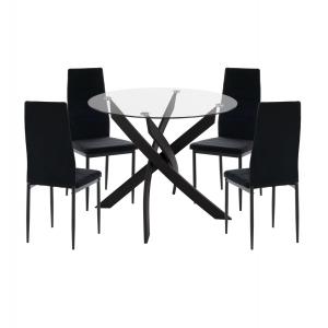 ΣΕΤ ΤΡΑΠΕΖΑΡΙΑΣ 5ΤΜΧ LADY HM21199.04 ΓΥΑΛΙ--ΜΕΤΑΛΛΟ & ΒΕΛΟΥΔΟ ΣΕ ΜΑΥΡΟ