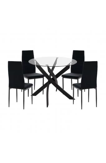 ΣΕΤ ΤΡΑΠΕΖΑΡΙΑΣ 5ΤΜΧ LADY HM21199.04 ΓΥΑΛΙ--ΜΕΤΑΛΛΟ & ΒΕΛΟΥΔΟ ΣΕ ΜΑΥΡΟ