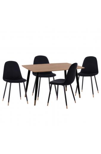 ΣΕΤ ΤΡΑΠΕΖΑΡΙΑΣ 5ΤΜΧ ALIZA HM11196.09 MDF TOP-ΒΕΛΟΥΔΟ & ΜΕΤΑΛΛΟ ΣΕ ΜΑΥΡΟ