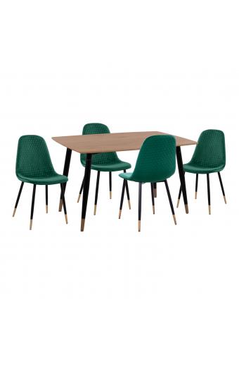 ΣΕΤ ΤΡΑΠΕΖΑΡΙΑΣ 5ΤΜΧ ALIZA HM11196.03 MDF TOP-ΒΕΛΟΥΔΟ ΚΥΠΑΡΙΣΣΙ & ΜΕΤΑΛΛΟ ΜΑΥΡΟ