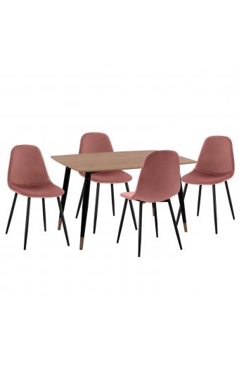 ΣΕΤ ΤΡΑΠΕΖΑΡΙΑΣ 5ΤΜΧ ALIZA HM21201 MDF TOP-ΒΕΛΟΥΔΟ ΣΑΠΙΟ ΜΗΛΟ & ΜΕΤΑΛΛΟ ΜΑΥΡΟ
