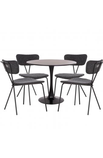 ΣΕΤ ΤΡΑΠΕΖΑΡΙΑΣ 5ΤΜΧ BROLIN HM21200 MDF TOP & ΜΕΤΑΛΛΟ ΜΑΥΡΟ-ΣΚΟΥΡΟ ΓΚΡΙ ΥΦΑΣΜΑ