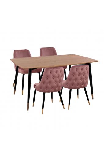 ΣΕΤ ΤΡΑΠΕΖΑΡΙΑΣ 5ΤΜΧ JOLIE HM11198.02 MDF TOP-ΒΕΛΟΥΔΟ ΣΑΠΙΟ ΜΗΛΟ & ΜΕΤΑΛΛΟ ΜΑΥΡΟ