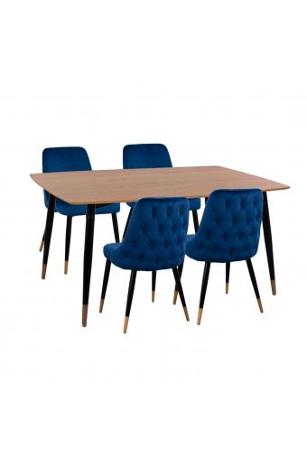 ΣΕΤ ΤΡΑΠΕΖΑΡΙΑΣ 5ΤΜΧ JOLIE HM11198.08 MDF TOP-ΒΕΛΟΥΔΟ ΜΠΛΕ & ΜΕΤΑΛΛΟ ΜΑΥΡΟ