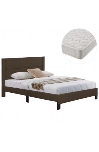 ΚΡΕΒΑΤΙ ΔΙΠΛΟ & ΣΤΡΩΜΑ TRILLOP HM21202.13 ΚΑΦΕ ΥΦΑΣΜΑ--ΓΙΑ 160x200εκ