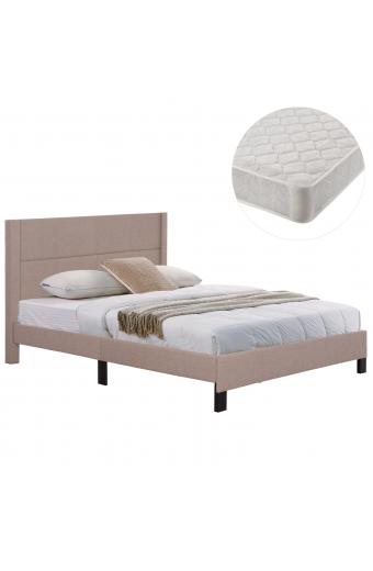 ΚΡΕΒΑΤΙ ΔΙΠΛΟ & ΣΤΡΩΜΑ TRILLOP HM21202.15 ΜΠΕΖ ΥΦΑΣΜΑ--ΓΙΑ 160x200εκ