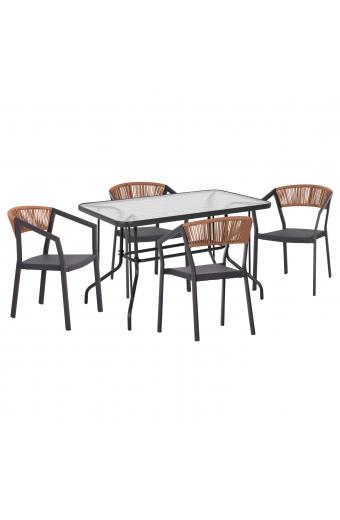 ΣΕΤ ΤΡΑΠΕΖΑΡΙΑΣ 5ΤΜΧ ADAM HM21160 ΚΑΡΕΚΛΕΣ ΑΛΟΥΜΙΝΙΟΥ & ΤΡΑΠΕΖΙ 120x70 ΓΚΡΙ