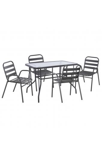 ΣΕΤ ΤΡΑΠΕΖΑΡΙΑΣ 5ΤΜΧ ADAM HM21219 ΚΑΡΕΚΛΕΣ ΜΕΤΑΛΛΙΚΕΣ & ΤΡΑΠΕΖΙ 110x60 ΓΚΡΙ