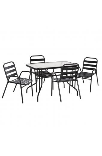 ΣΕΤ ΤΡΑΠΕΖΑΡΙΑΣ 5ΤΜΧ ADAM HM21219.01 ΚΑΡΕΚΛΕΣ ΜΕΤΑΛΛΙΚΕΣ & ΤΡΑΠΕΖΙ 110x60 ΜΑΥΡΟ