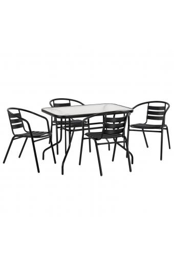 ΣΕΤ ΤΡΑΠΕΖΑΡΙΑΣ 5ΤΜΧ ADAM HM21220 ΚΑΡΕΚΛΕΣ ΜΕΤΑΛΛΙΚΕΣ & ΤΡΑΠΕΖΙ 110x60 ΜΑΥΡΟ