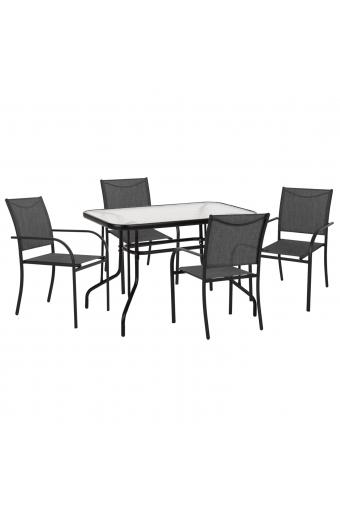 ΣΕΤ ΤΡΑΠΕΖΑΡΙΑΣ 5ΤΜΧ REDAN HM21223.01 ΤΡΑΠΕΖΙ & 4 ΠΟΛΥΘΡΟΝΕΣ ΣΕ ΜΑΥΡΟ