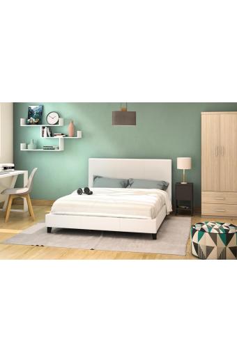 Κρεβάτι Nevil pakoworld 150x200 PU χρώμα λευκό ματ