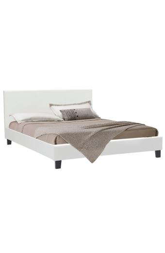 Κρεβάτι Nevil pakoworld 150x200 PU χρώμα λευκό ματ