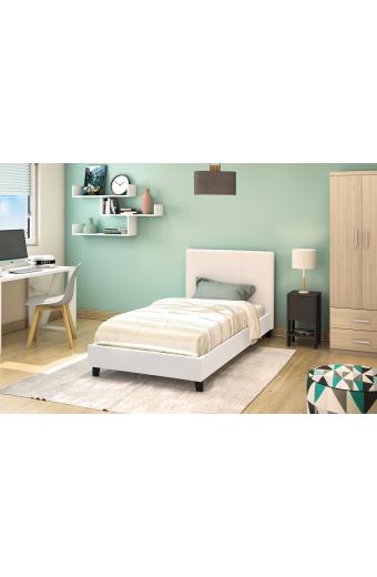 Κρεβάτι Nevil pakoworld 100x200 PU χρώμα λευκό ματ