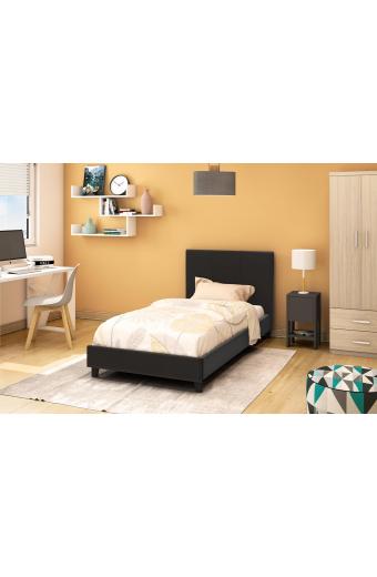 Κρεβάτι Nevil pakoworld 100x200 PU χρώμα μαύρο ματ