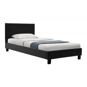 Κρεβάτι Nevil pakoworld 100x200 PU χρώμα μαύρο ματ