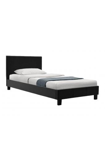 Κρεβάτι Nevil pakoworld 100x200 PU χρώμα μαύρο ματ