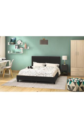 Κρεβάτι Nevil pakoworld 150x200 PU χρώμα μαύρο ματ
