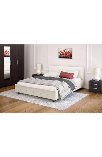 Κρεβάτι Roi pakoworld 160x200 PU λευκό ματ + αποθηκευτικό χώρο