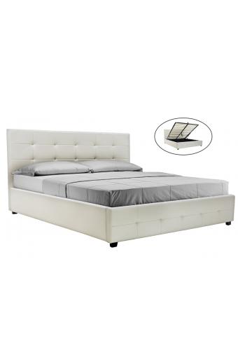 Κρεβάτι Roi pakoworld 160x200 PU λευκό ματ + αποθηκευτικό χώρο
