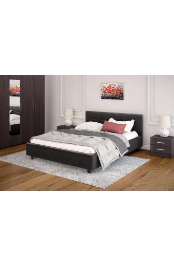 Κρεβάτι Roi pakoworld 160x200 PU μαύρο ματ + αποθηκευτικό χώρο