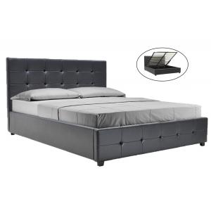 Κρεβάτι Roi pakoworld 160x200 PU μαύρο ματ + αποθηκευτικό χώρο